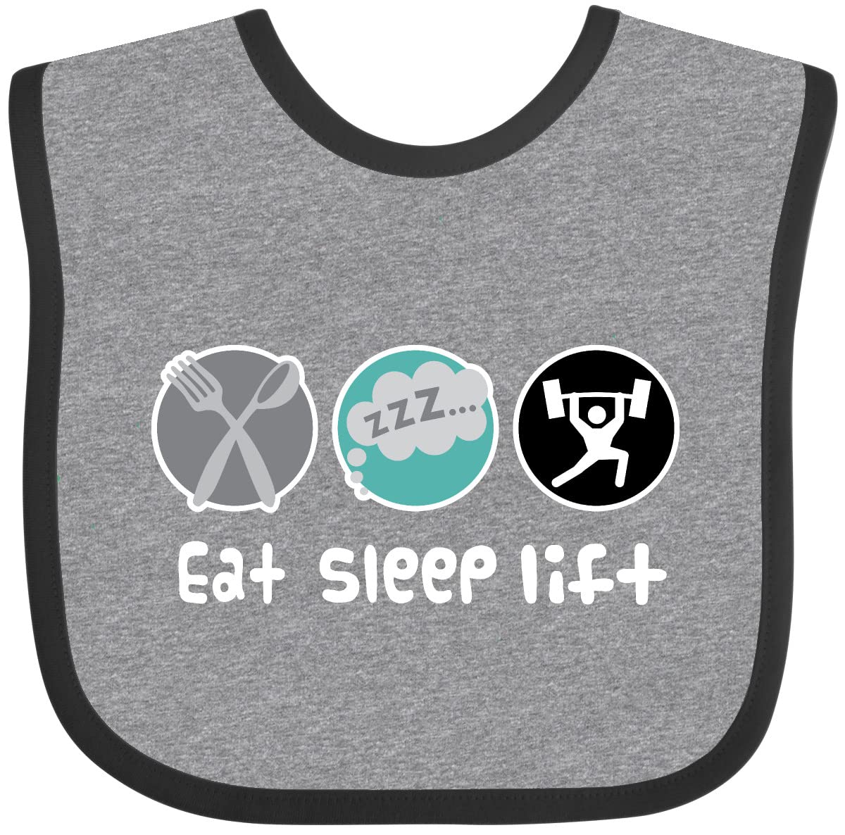 Inktastic Weightlifting Eat Sleep Lift Sports Baby Bib - Soft Cotton Drool Bib for Infants & Toddlers - Perfect for Gym, Workout & Fitness Enthusiast Parents