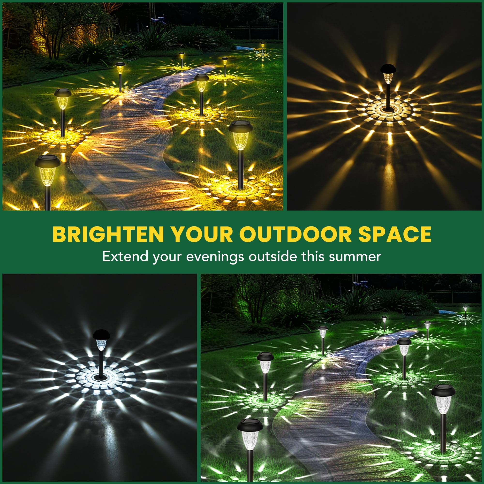 GIGALUMI 12 Pack Solar Pathway Lights Outdoor Waterproof - Warm White Solar Powered Garden Lights for Landscape, Yard, Walkway, Patio Decor | Perfect for Driveway, Backyard, Lawn & Pathway Lighting at Night