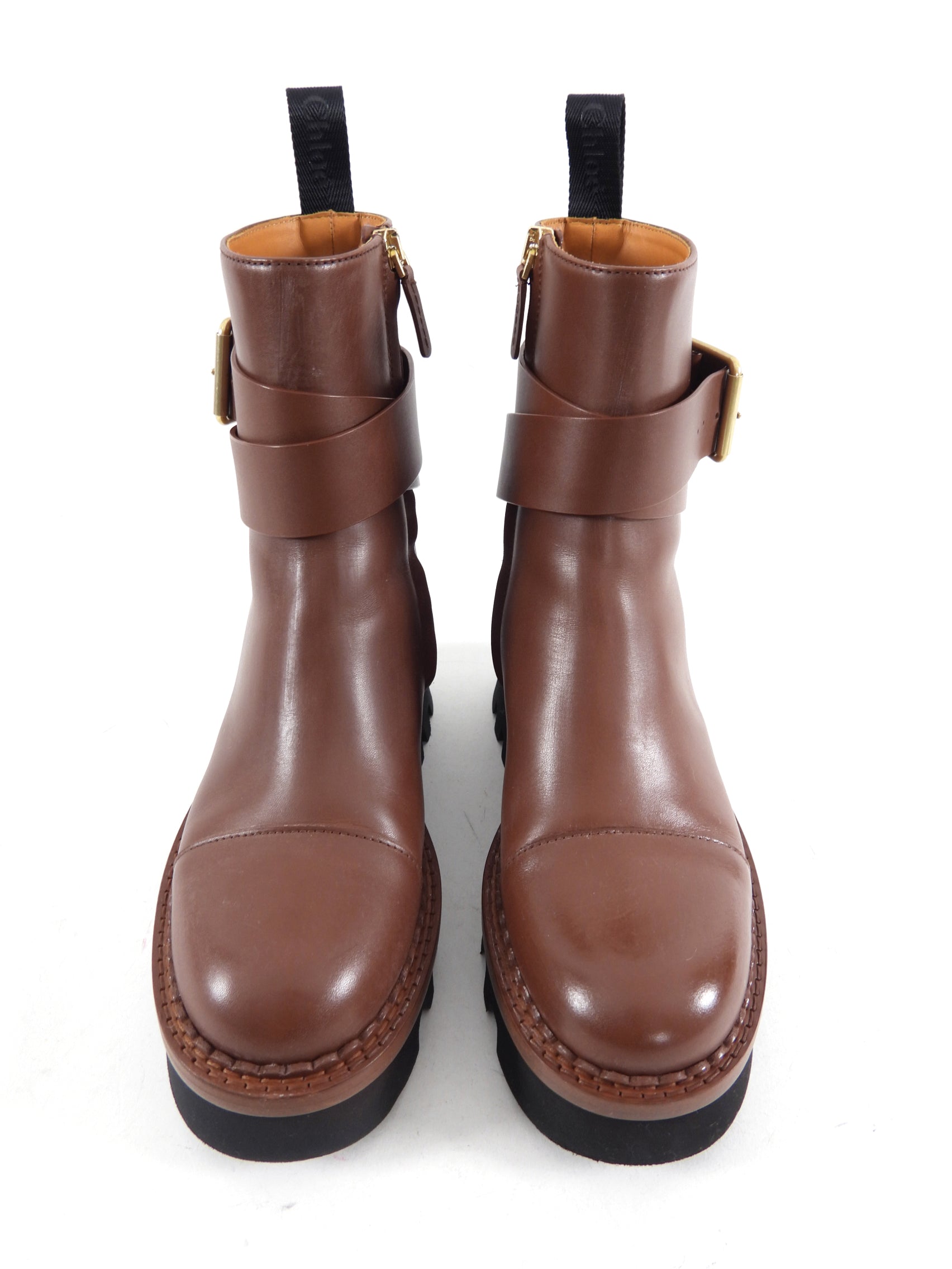 Chloe Owena Women's Brown Leather Ankle Boots Size 37 - Stylish & Comfortable for Fall/Winter Fashion, Office Wear & Casual Outings