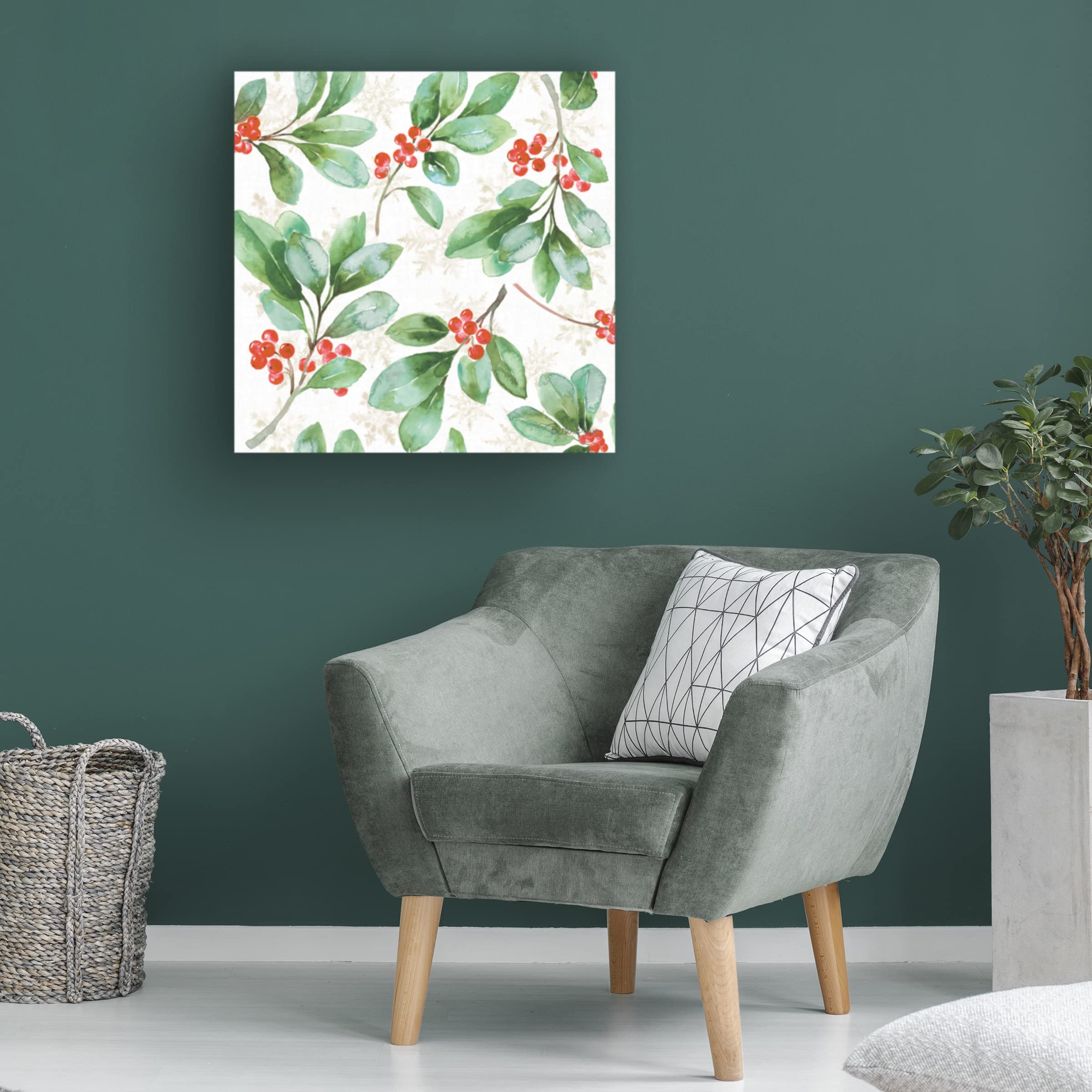 Beth Grove 'Holiday Flora Pattern VA' Canvas Wall Art - Floral Botanical Painting for Living Room, Bedroom & Office Decor
