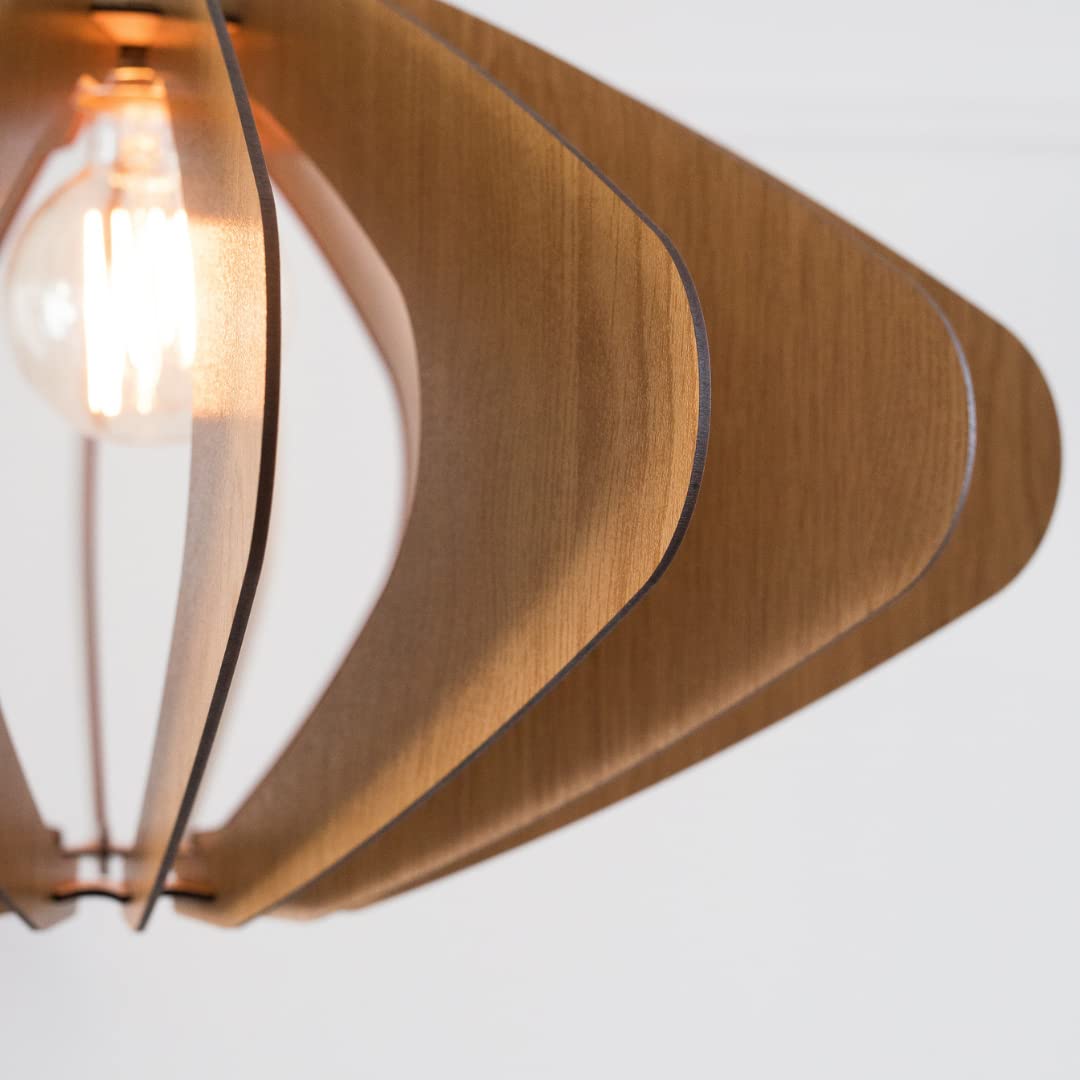 ELEIPSE Wood Pendant Light - Mid Century Modern Chandelier with Natural Wood Finish | Hanging Lamp for Dining Room, Kitchen Island, Living Room & Bedroom | Modern Light Fixture for Home Decor