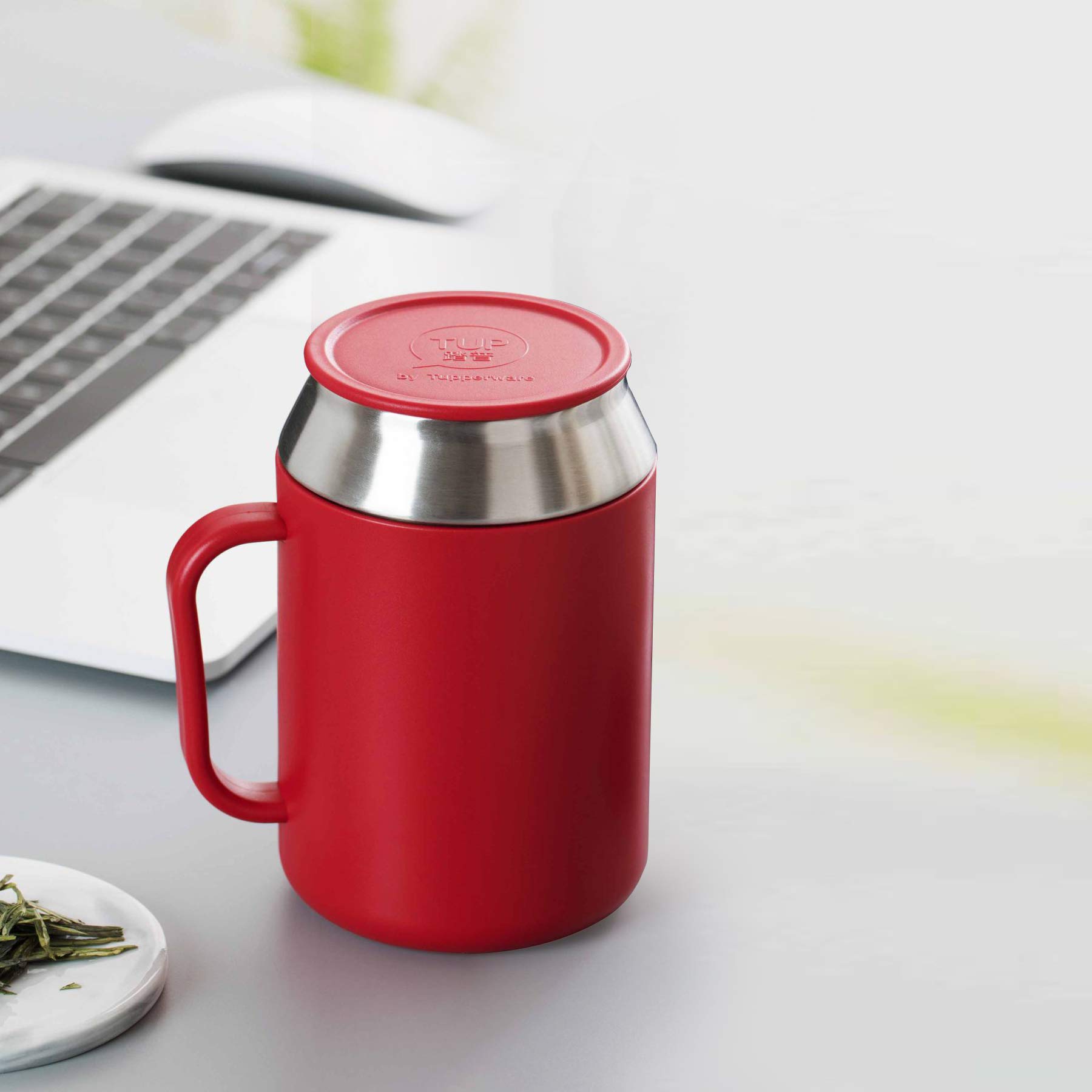 Stainless Steel & Plastic Insulated Coffee Tea Travel Mug - 400ml (14oz) Red - Keeps Hot/Cold for Hours - Perfect for Office, Commuting & Outdoor Activities