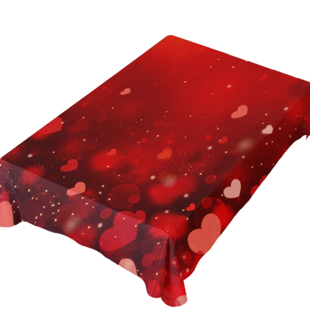 Romantic Valentine's Day Heart Print Tablecloth 54x72 Inches - Waterproof Rectangle Table Cover for Wedding, Party, Dining Room, Outdoor Picnic & Special Occasions