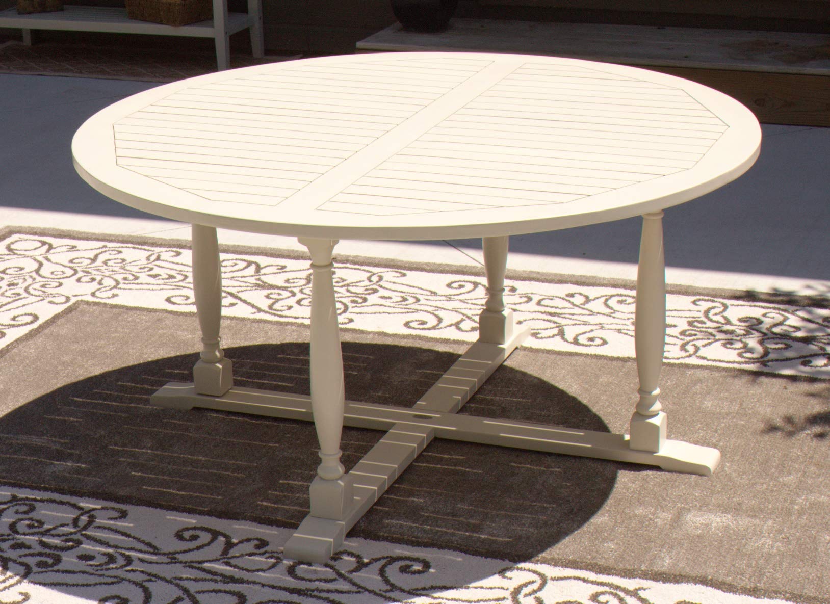 Pebble Lane Living Acadia Round Dining Table - Acacia Wood Whitewash/Gray Finish - 36 Inch Round Kitchen Table for Dining Room, Breakfast Nook & Small Spaces