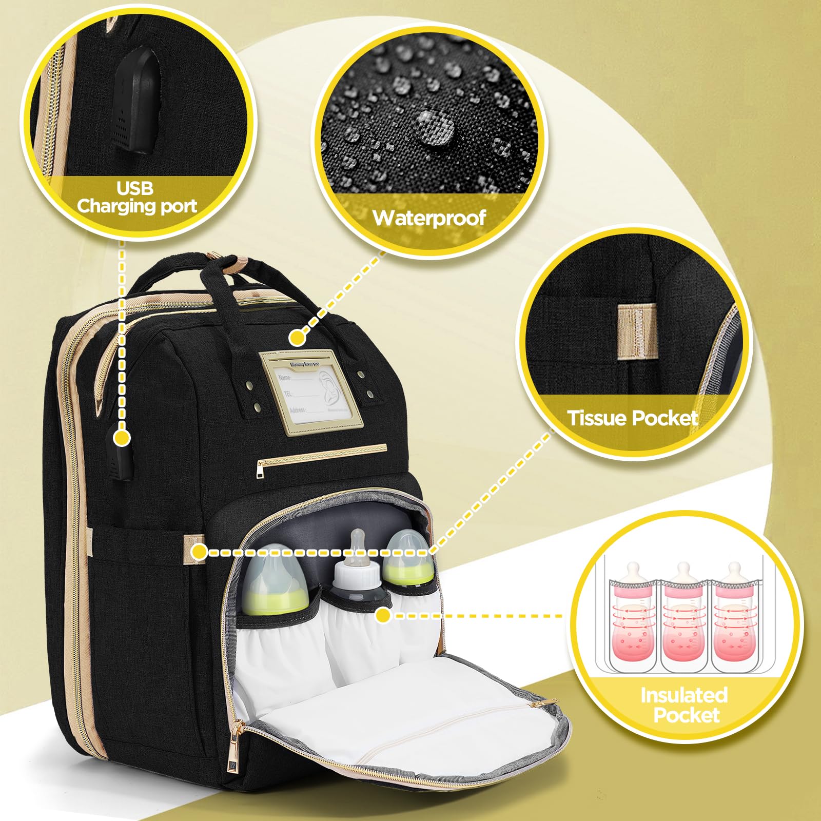 Lenski Diaper Backpack for Moms - Large Baby Bag with Changing Station & USB Charging Port - Perfect Baby Shower Gift, Registry Essential & New Mom Present - Ideal for Travel, Daycare & Everyday Use with Baby