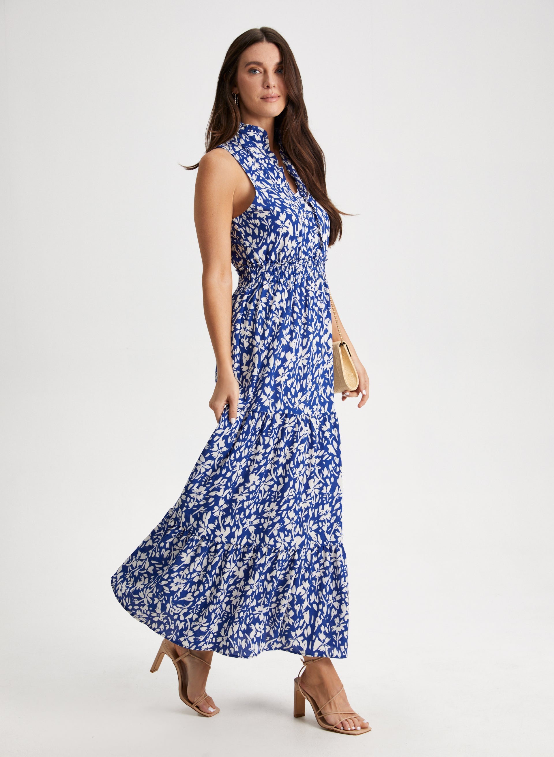 Floral Print Maxi Dress for Women - Summer Boho Long Flowy Dress with Pockets - Perfect for Beach Vacation, Wedding Guest & Outdoor Parties