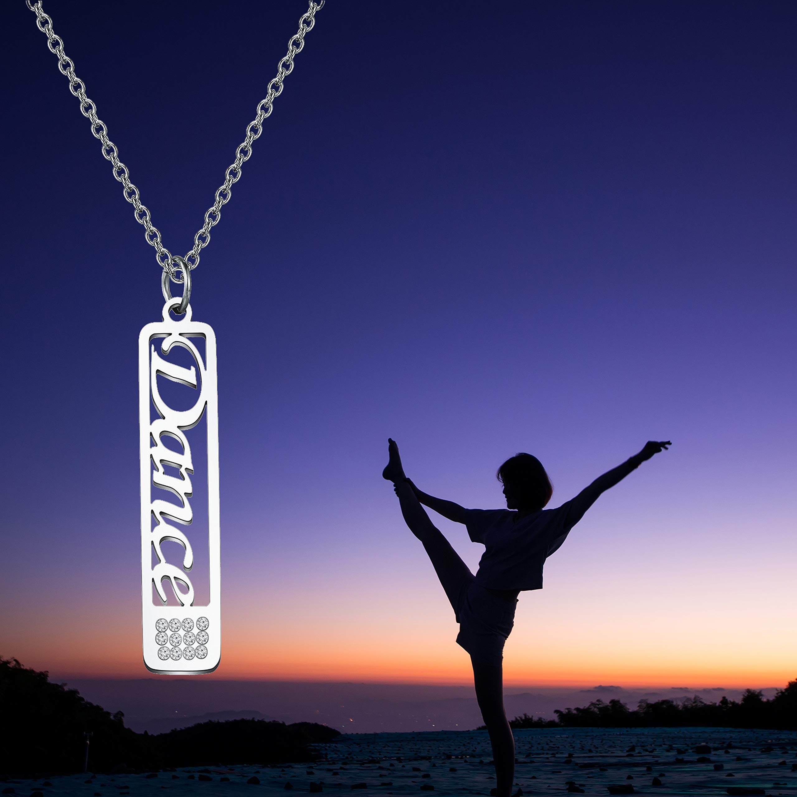 BEKECH Ballerina Dance Necklace Pendant - Elegant Jewelry Gift for Women & Girls - Perfect for Dance Recitals, Ballet Performances & Special Occasions