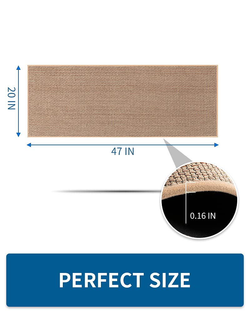 Non-Slip Washable Kitchen Rugs and Mats - Absorbent Runner Rug for Kitchen Floor, Sink Area - Beige 20x47 Inches - Perfect for High Traffic Areas, Spill Protection & Comfort While Cooking