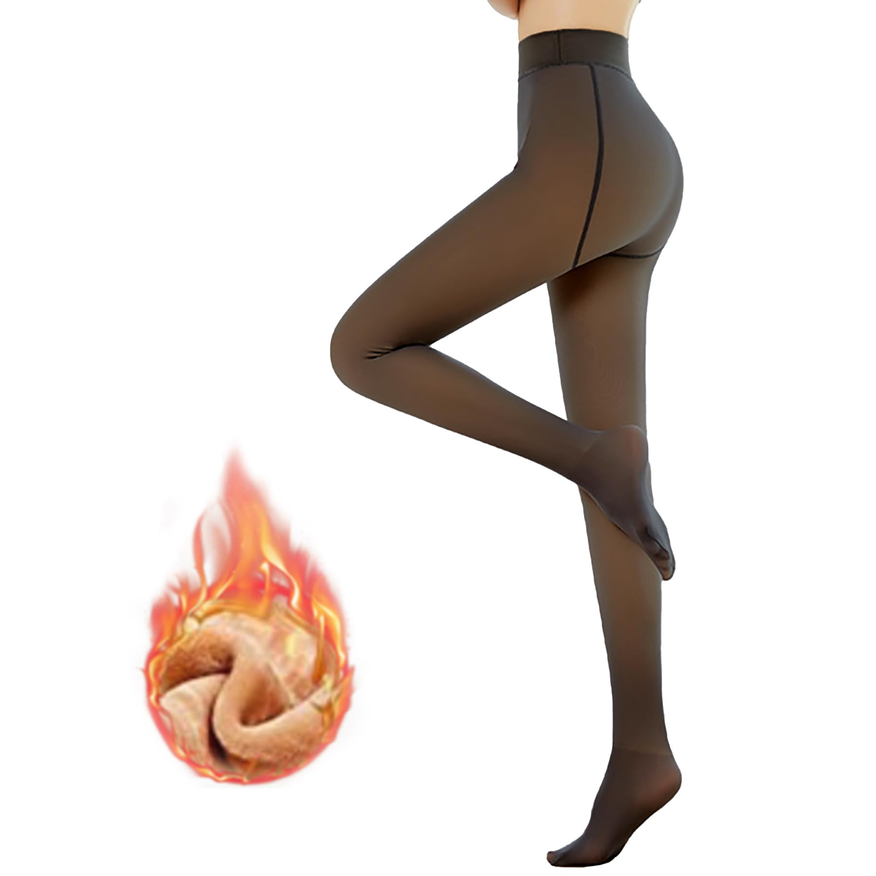 Women's Fleece Lined Thermal Tights - High Waist Thick Opaque Winter Leggings with Elastic Waistband | Warm Fleece-Lined Pantyhose for Cold Weather, Outdoor Activities & Layering
