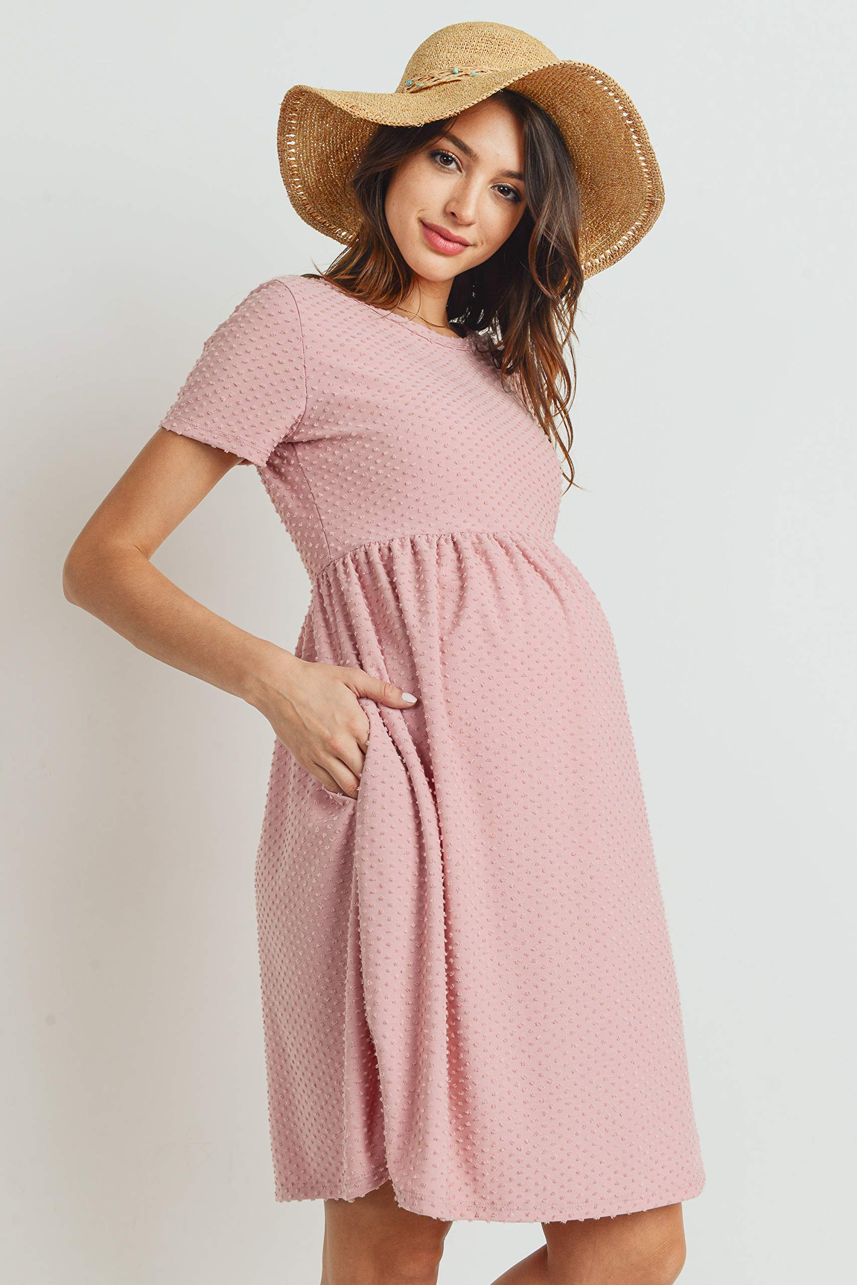 HELLO MIZ Women's Maternity Dress - Empire Waist Flowy Casual Pregnancy Dress for Baby Shower, Maternity Photos & Everyday Comfort