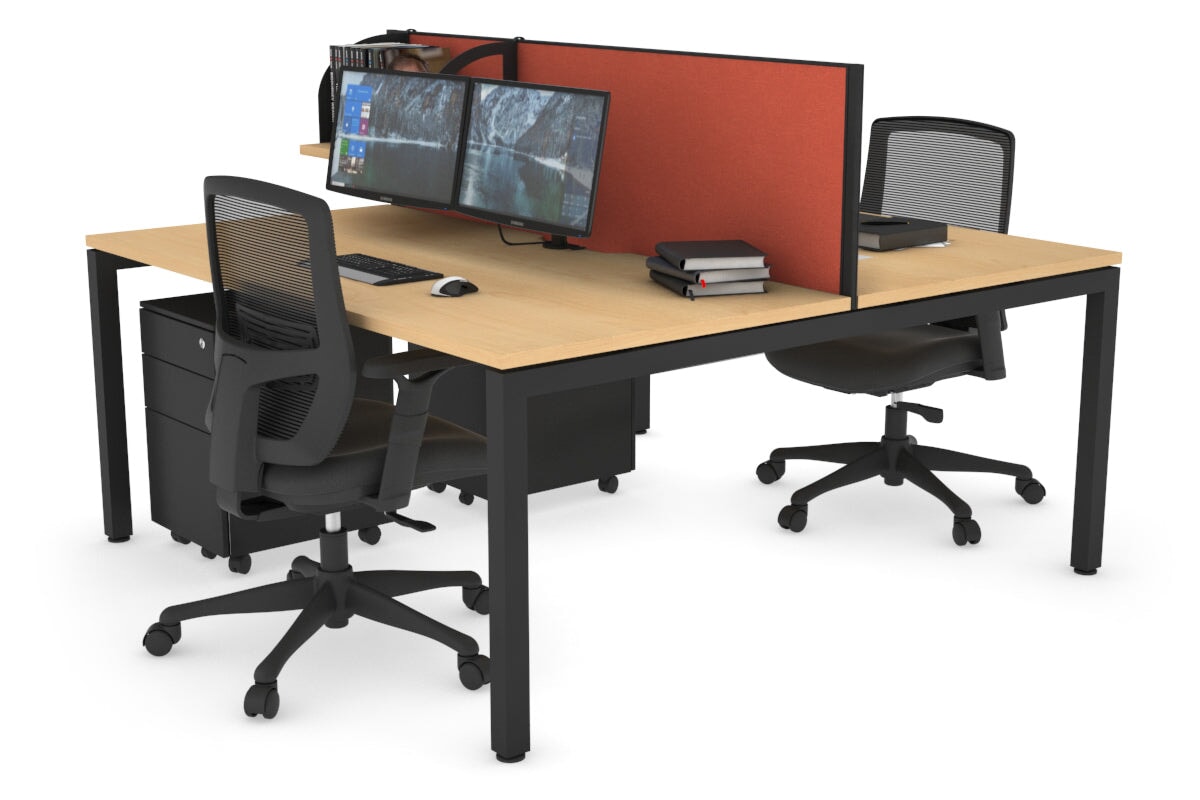 Quadro Square Legs 2 Person Office Workstation Desk - 1200L x 800W with Cable Management Scallop - Perfect for Shared Workspaces & Home Offices