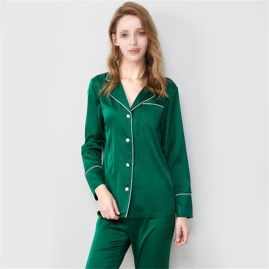 Luxury Women's 100% Silk Satin Pajama Set - Long Sleeve Button Down Sleepwear for Comfortable Nights & Relaxing Evenings at Home