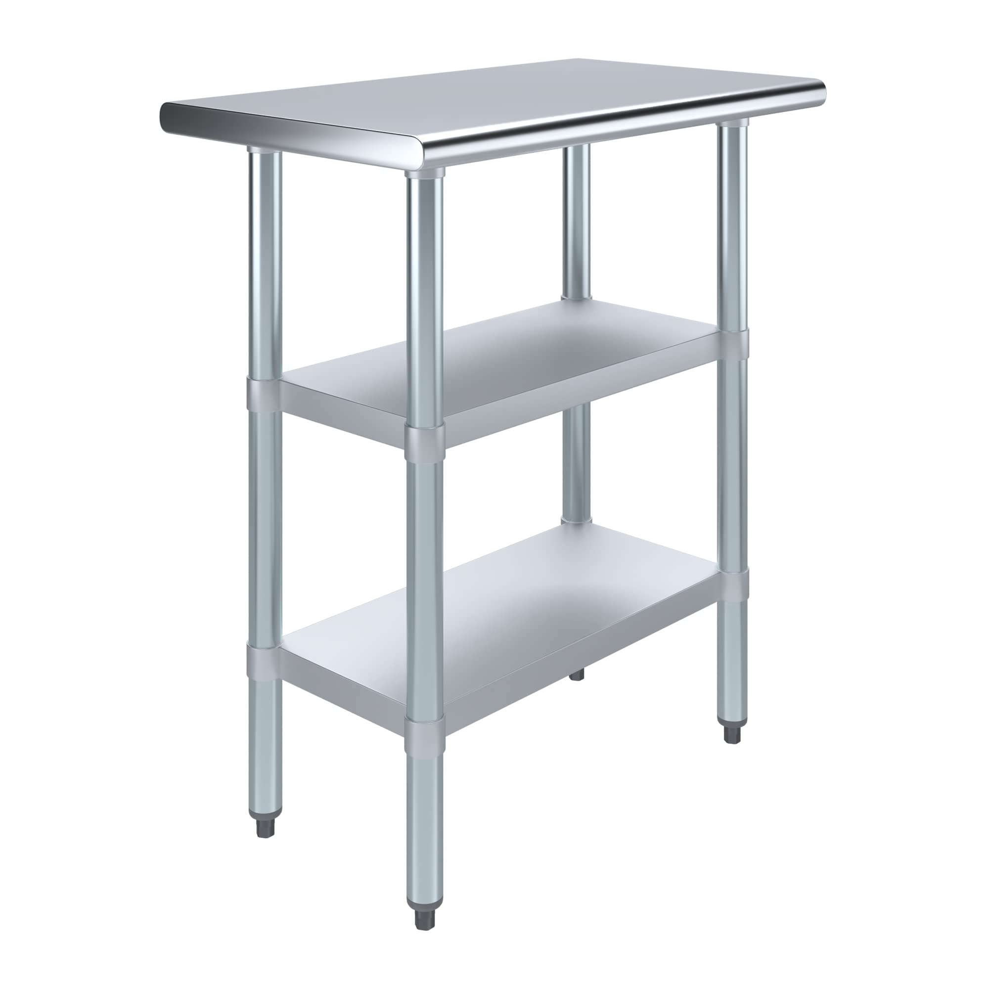 Stainless Steel Work Table with 2 Shelves - Heavy Duty Metal Utility Table for Commercial Kitchen & Home Use | NSF Certified 30