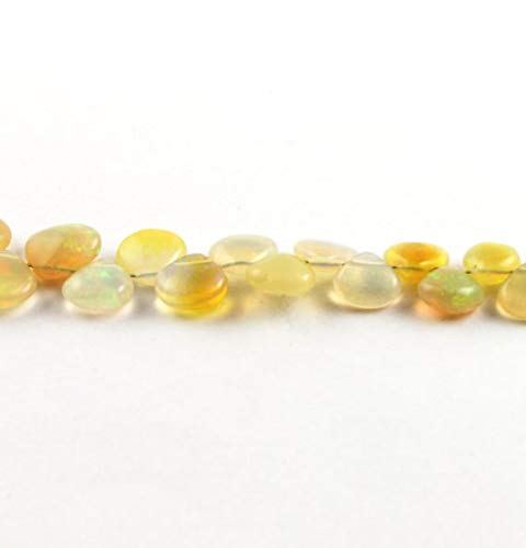 Natural AAA Quality Welo Ethiopian Opal Briolettes - 5mm-7mm Smooth Heart Gemstone Beads, 8.5 Inch Full Strand (Code: SB883 MVG-37560) | Perfect for Jewelry Making, Halloween Crafts & DIY Projects