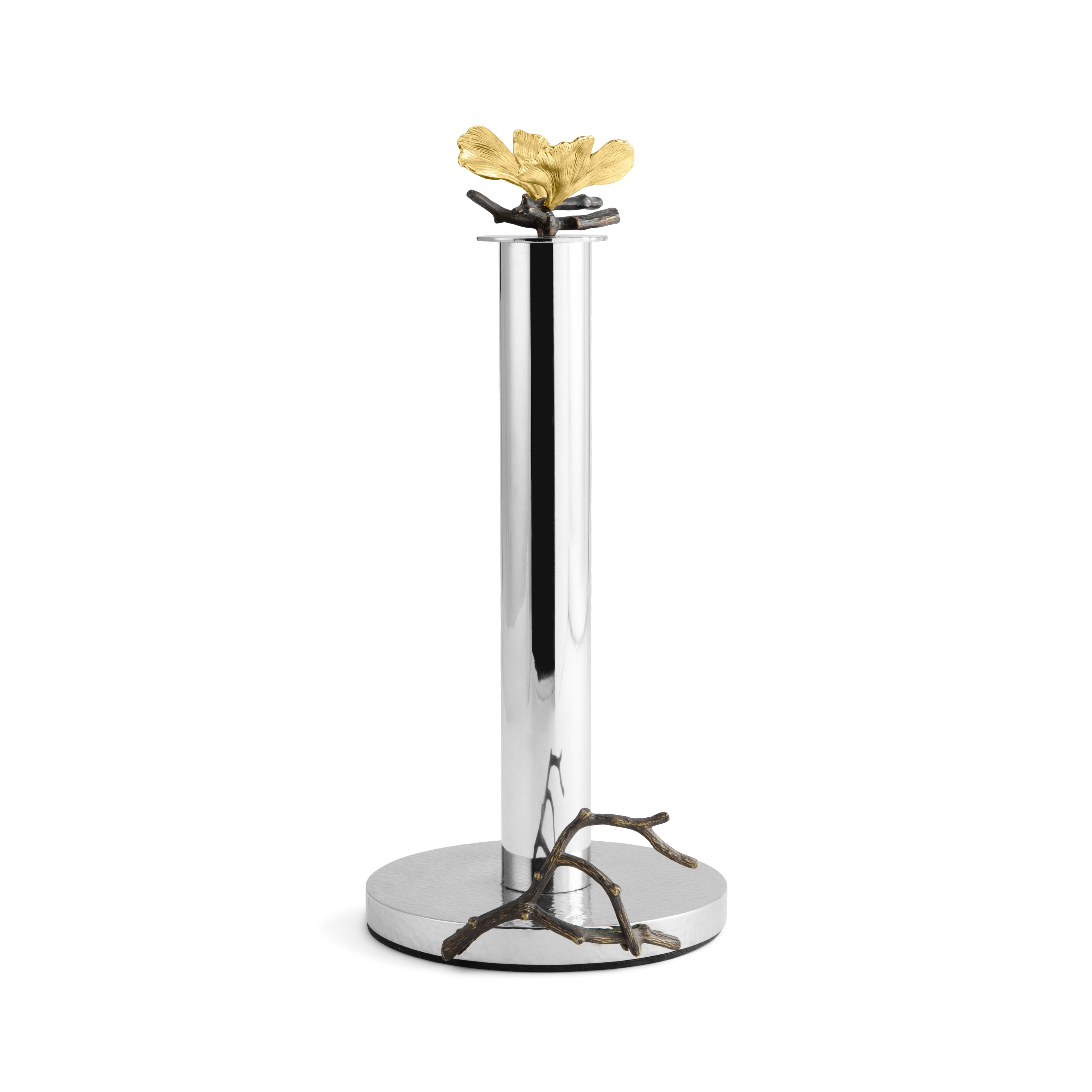 Elegant Butterfly Ginkgo Paper Towel Holder - Stainless Steel Bathroom & Kitchen Organizer - Perfect for Home, Office, and Restaurant Use