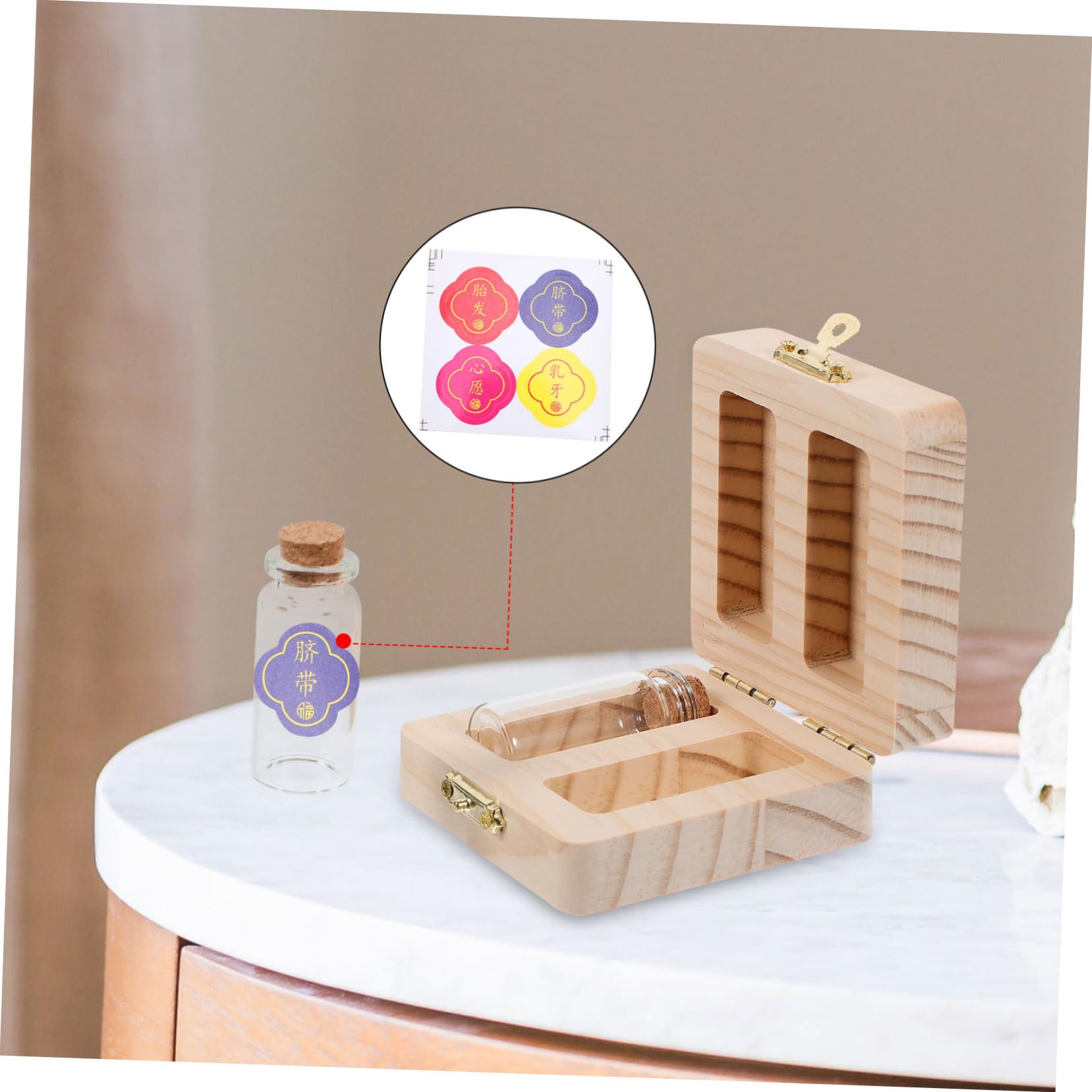 IMIKEYA 2-Piece Baby Memory Box Set - Umbilical Cord & First Hair Keepsake Organizer with Teeth Storage Compartment | Perfect for Newborn Memorabilia, Christening Gifts & Family Heirlooms