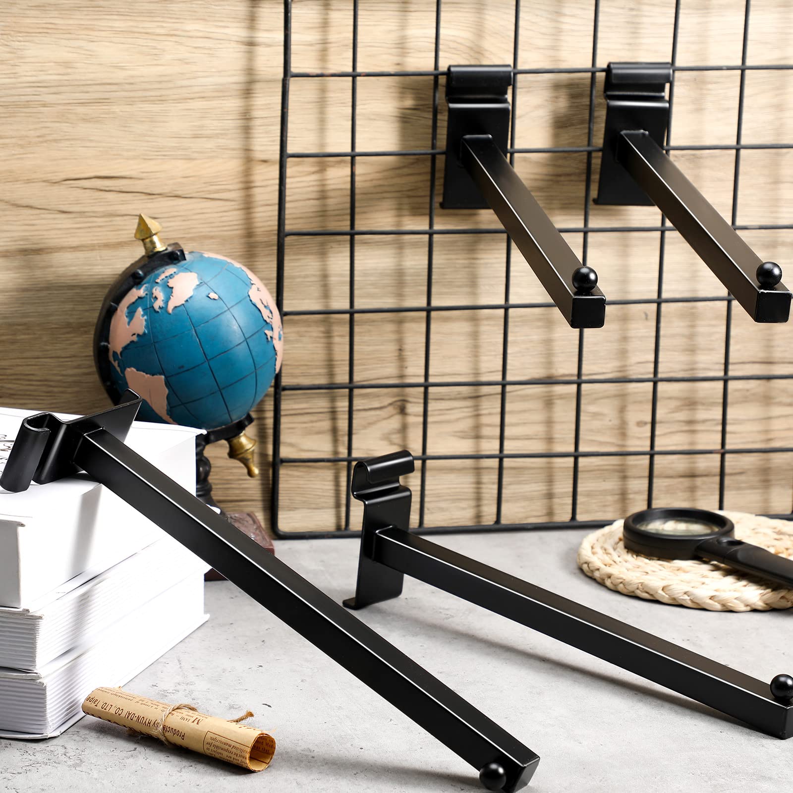 Oudain 12 Inch Grid Wall Hooks - 20 Pack Black Display Peg Hangers for Wire Panels, Slat Walls, and Retail Shelving - Perfect for Store Displays, Trade Shows, and Home Organization