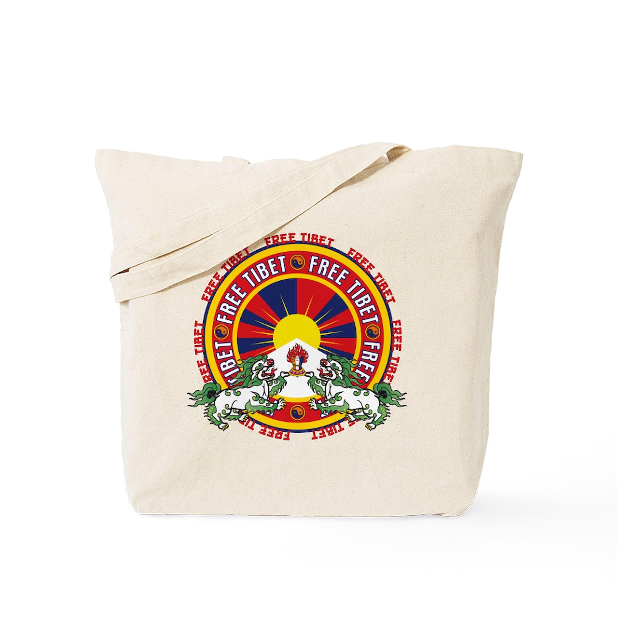 Free Tibet Snow Lions Tote Bag - Eco-Friendly Natural Canvas Reusable Shopping Bag for Groceries, Beach & Daily Use | CafePress