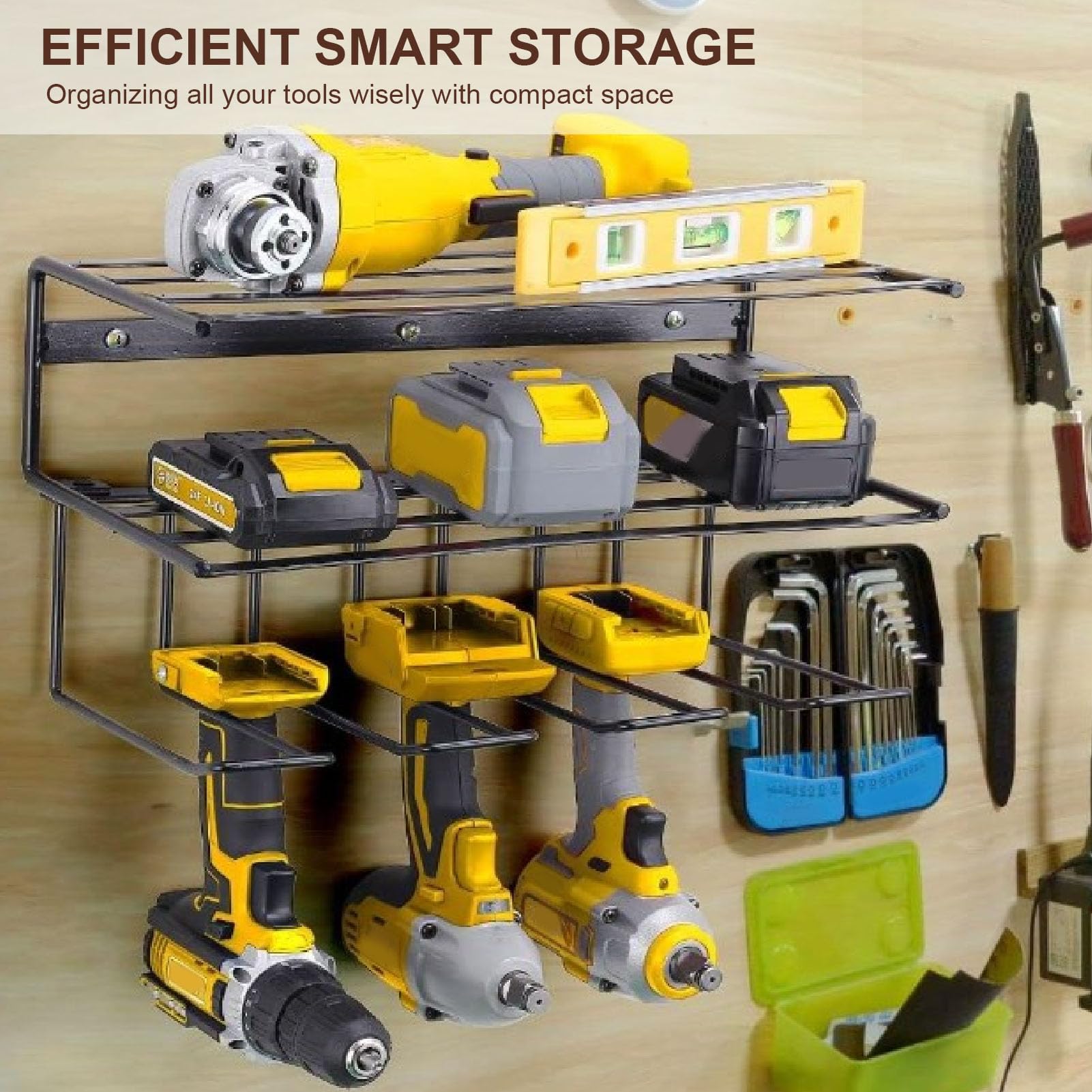 Wall Mounted Power Tool Organizer - 3 Tier Garage Storage Rack for Drills, Screwdrivers & Hand Tools | Heavy Duty Utility Shelf for Workshop & DIY Projects