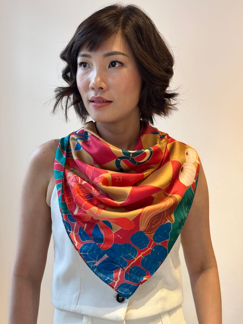 Snakes and Ladders Silk Scarf - Luxury Fashion Accessory for Women, Elegant Gift for Board Game Lovers - Perfect for Parties, Travel and Special Occasions