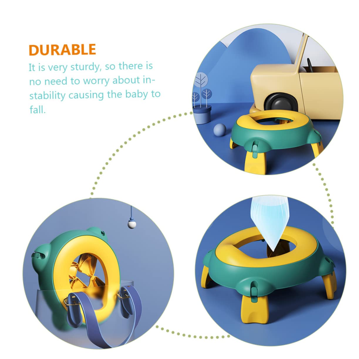 Hohopeti Portable Folding Potty Seat for Toddlers - Reusable Travel Toilet Chair for Boys & Girls - Indoor & Outdoor Use - Perfect for Camping, Road Trips & Travel - Yellow