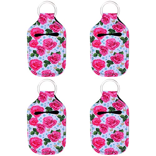 Lurrose 4-Piece Travel Size Bottle Holder Keychain Set - 30ML Leak-Proof Containers for Shampoo, Lotion, Perfume & Cosmetics | Portable Toiletry Organizer for Home, Travel, Camping & Outdoor Adventures