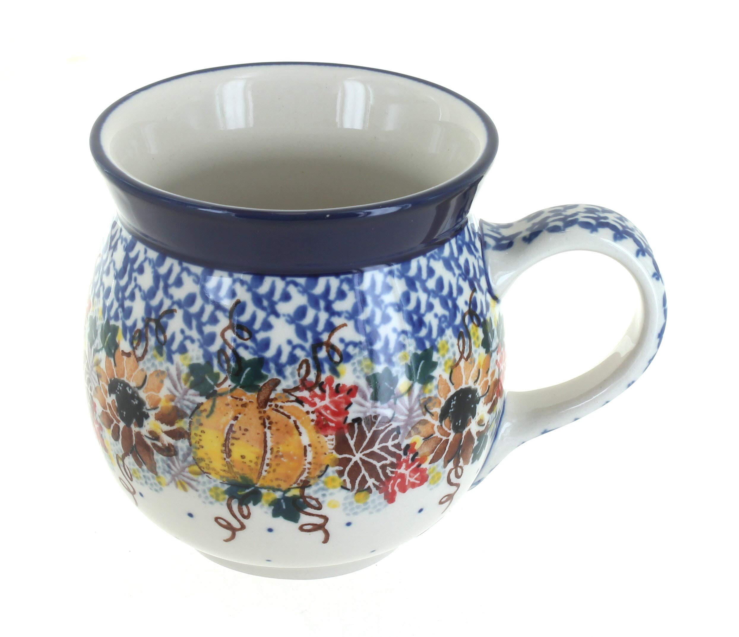 Blue Rose Polish Pottery Harvest Bounty Bubble Mug - Handmade Ceramic Coffee Cup for Tea, Hot Chocolate & Soups - Perfect for Cozy Mornings, Gift Giving & Farmhouse Decor