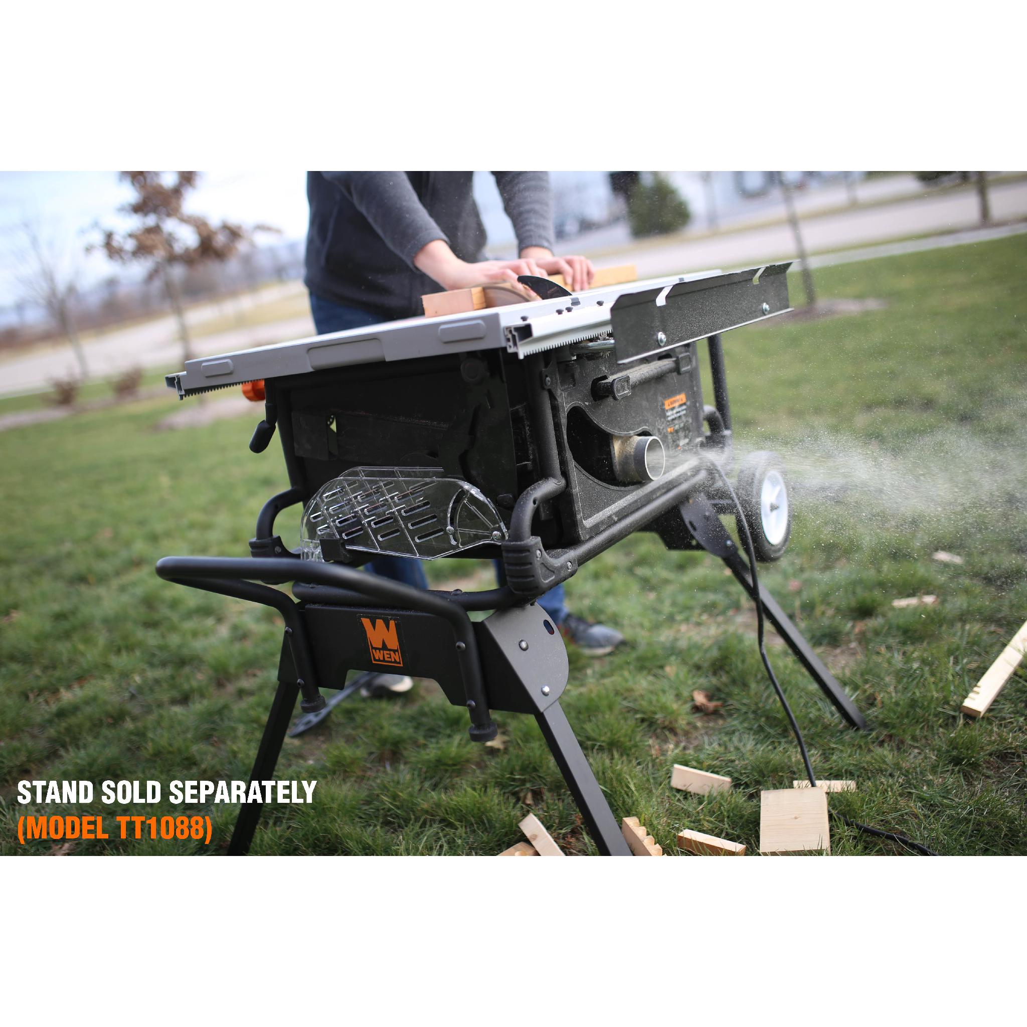 WEN TT1015 15 Amp 2 HP 10 Inch Industrial Benchtop Jobsite Table Saw - Powerful Woodworking Tool for DIY Projects & Professional Workshops
