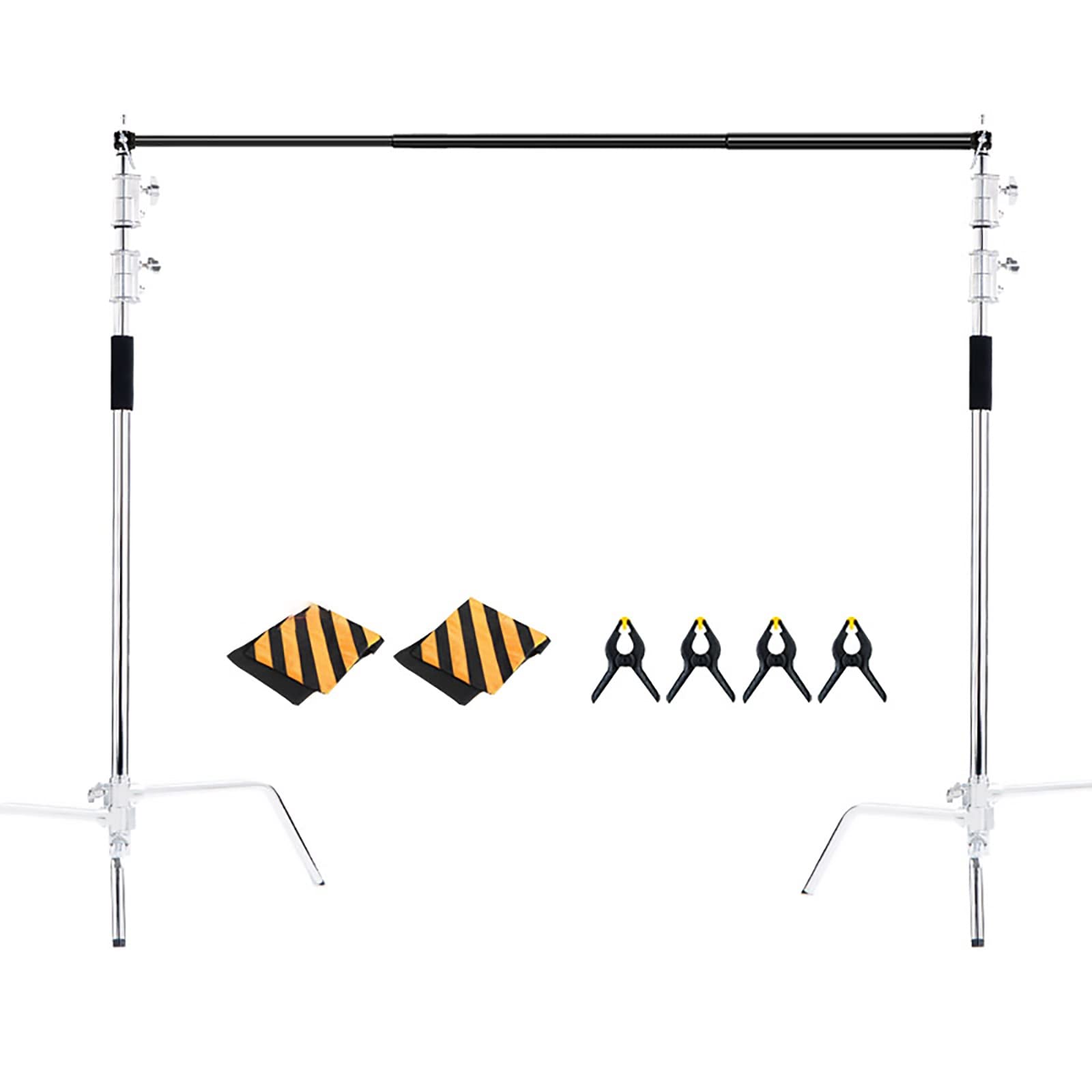 Professional Adjustable Photo Video Backdrop Stand Kit - Stainless Steel Telescopic Rods (3.3x3m) with Magic Leg Bracket | Perfect for Studio Photography, YouTube Videos, Live Streaming & Product Shoots