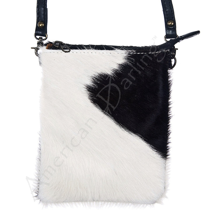 American Darling Genuine Leather Black and White Hide Messenger Bag - Stylish Crossbody Bag for Work, Travel & Everyday Use