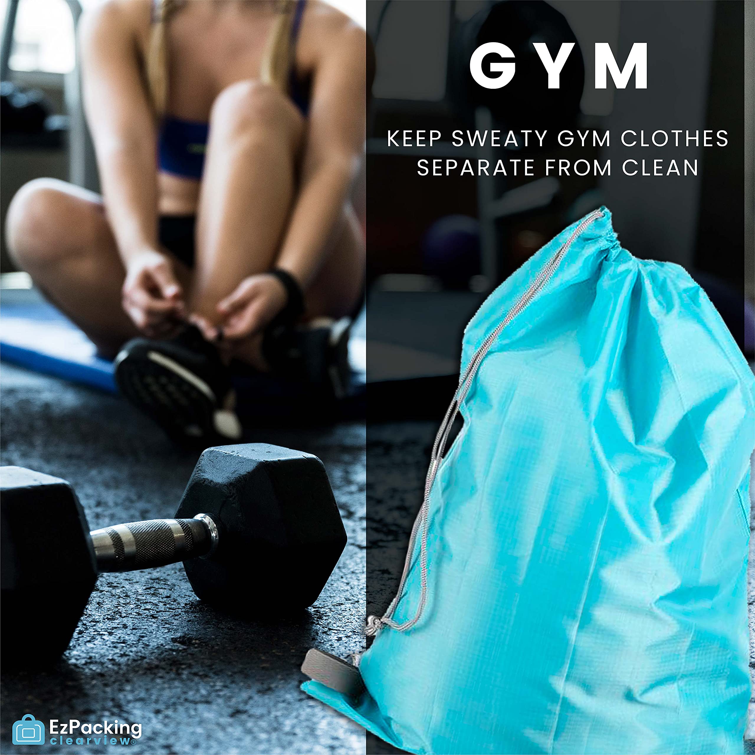 Foldable Travel Laundry Bag with Drawstring - Compact & Lightweight (22”x16”) Nylon Washable Organizer for Suitcase | Perfect for Clean/Dirty Clothes Separation | Ideal for Travel, Camping, Gym & Family Use (Women, Men, Kids, Baby)