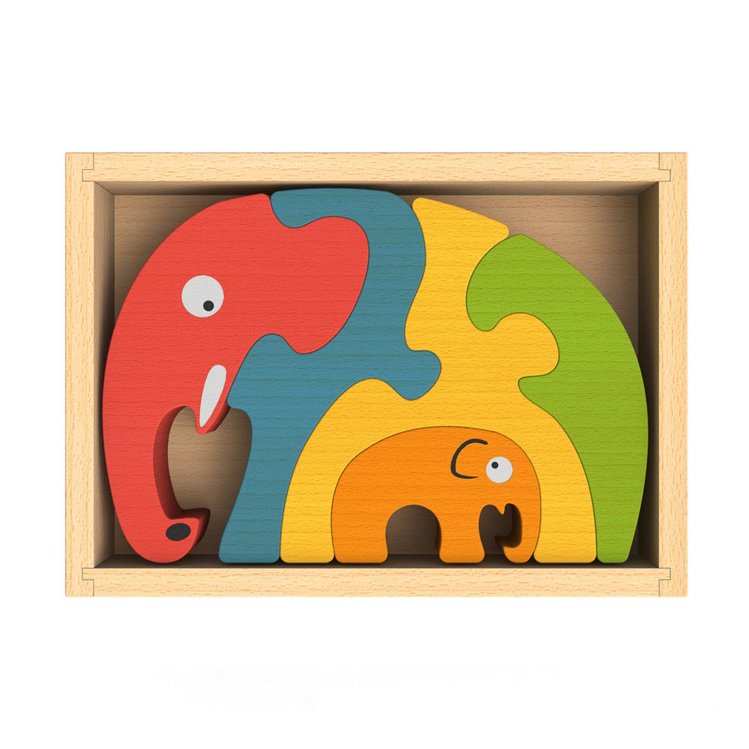 BeginAgain Elephant Family Puzzle - Wooden Animal Puzzle for Kids, Educational Toddler Toys for Learning & Fun - Perfect for Preschool Playtime & Family Bonding Activities