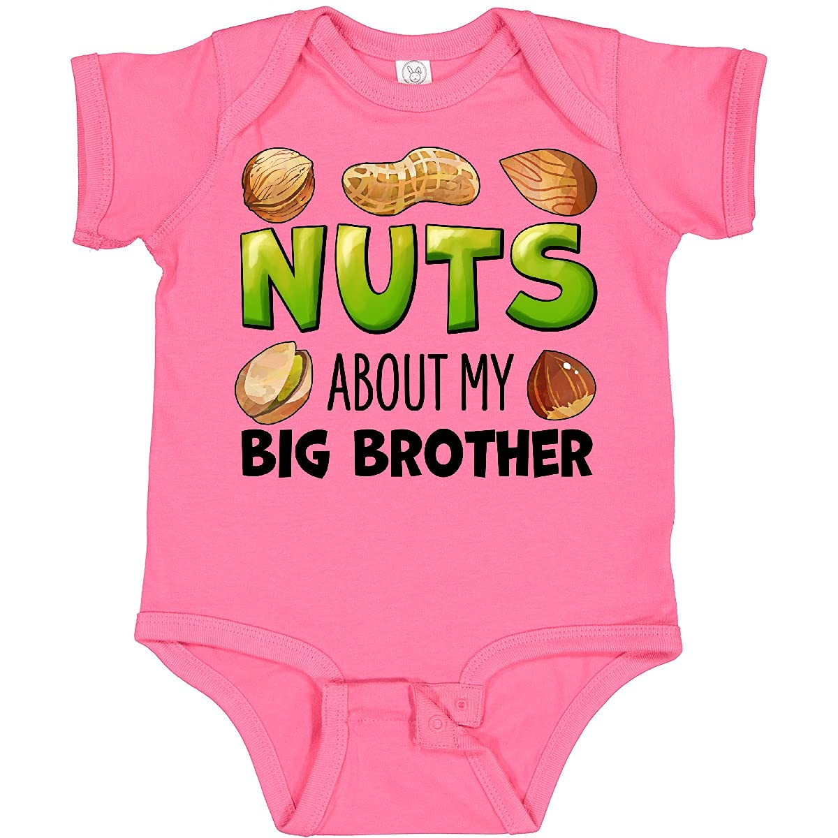 inktastic Nuts About My Big Brother Peanut Almond Pistachio Baby Bodysuit - Cute Sibling Matching Outfit for Newborns & Toddlers - Perfect for Family Photos, Birthdays, and Sibling Bonding Moments