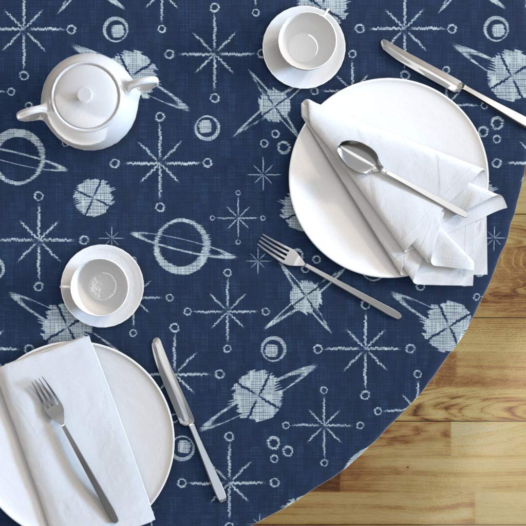 Celestial Shibori Planets Stars Cotton Sateen Tablecloth 70