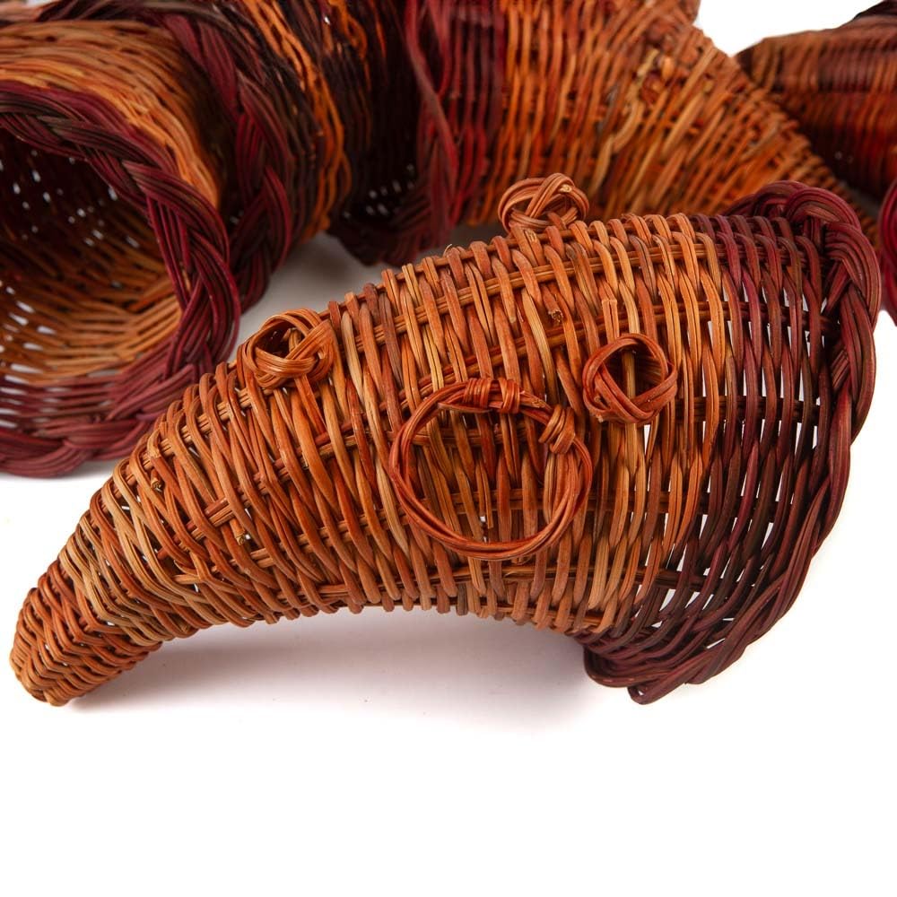 12-Pack Thanksgiving Cornucopia Horn of Plenty Baskets - Natural Wicker Harvest Centerpieces for Fall Table Decor, Autumn Party Supplies & Holiday Display | Bulk Wholesale by Factory Direct Craft