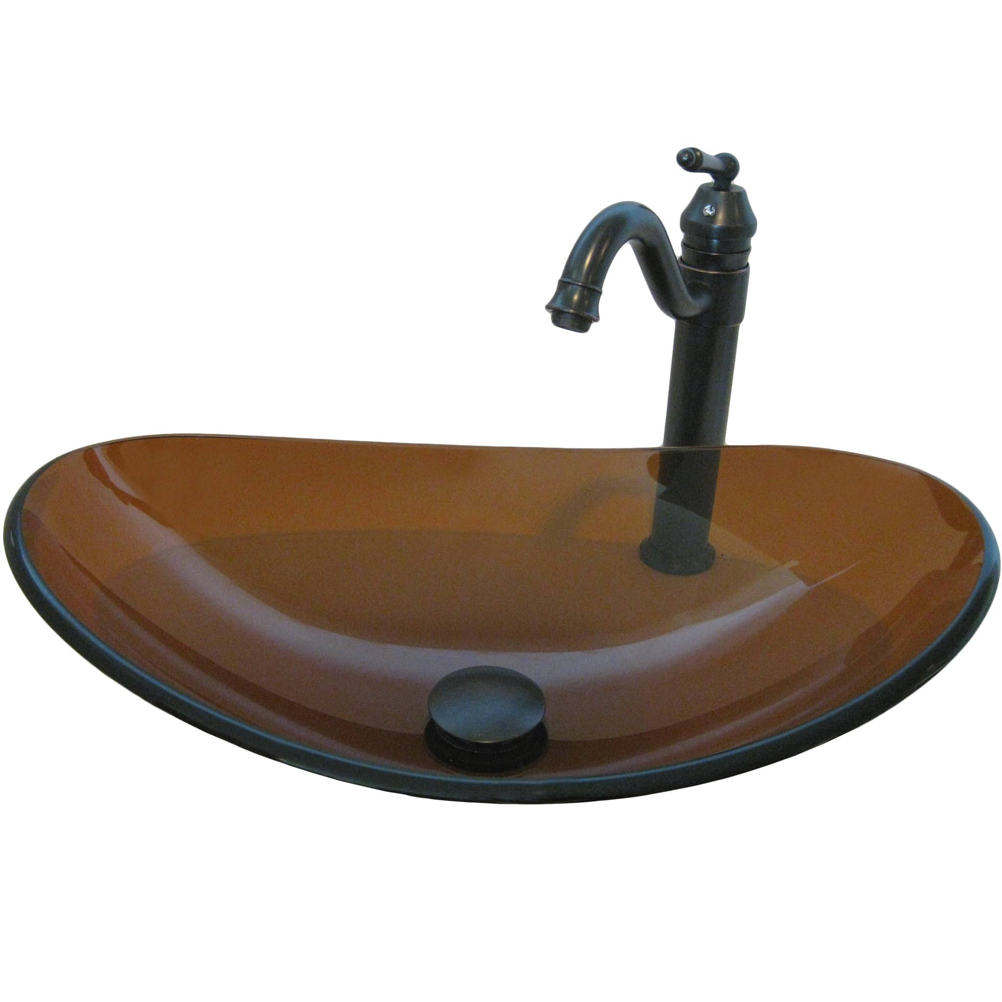 Novatto BABBUCCIA Glass Vessel Bathroom Sink Set in Oil Rubbed Bronze - Modern Vanity Sink for Bathroom & Powder Room Decor