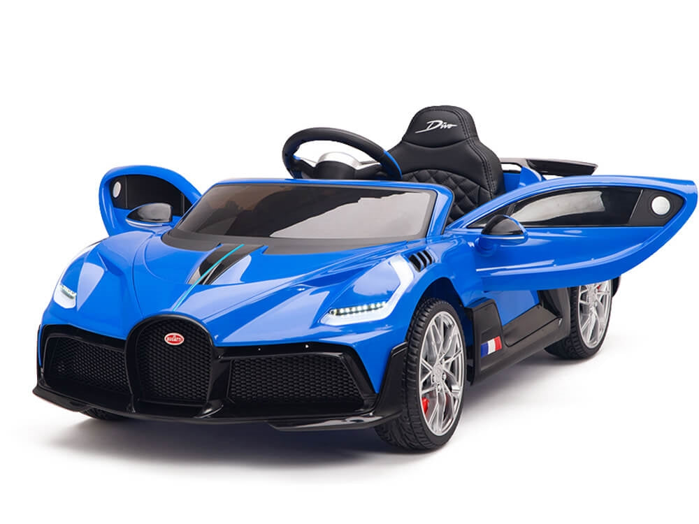 12V Bugatti Divo Kids Electric Ride On Car with Remote Control - Blue Battery Powered Toy Vehicle for Boys & Girls - Perfect for Birthday Gifts, Outdoor Play & Indoor Fun