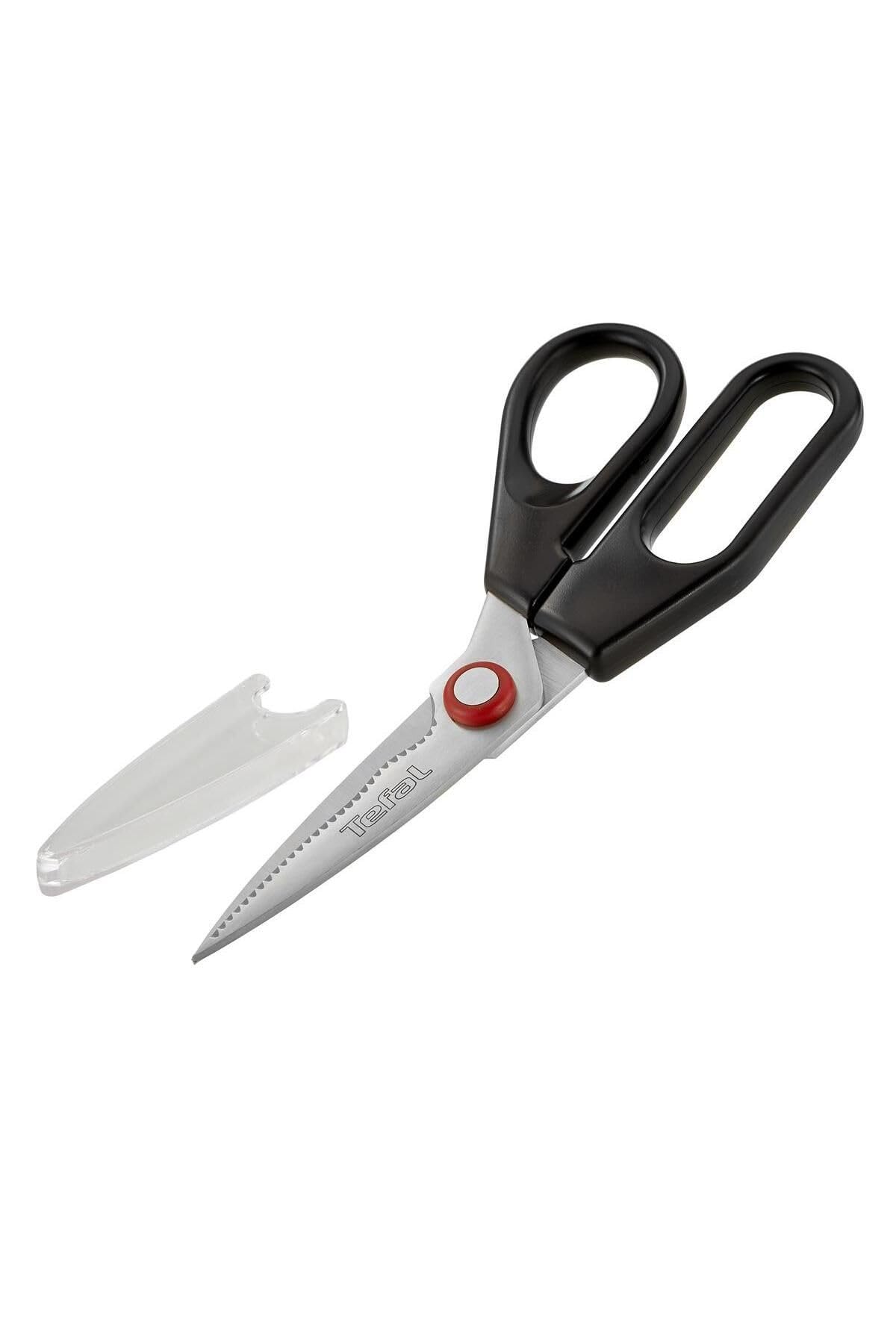 Tefal Ingenio Kitchen Scissors - Sharp Stainless Steel Blades, Comfort Grip, 1-Pack (Red) - Perfect for Cutting Herbs, Meat, Poultry & Packaging