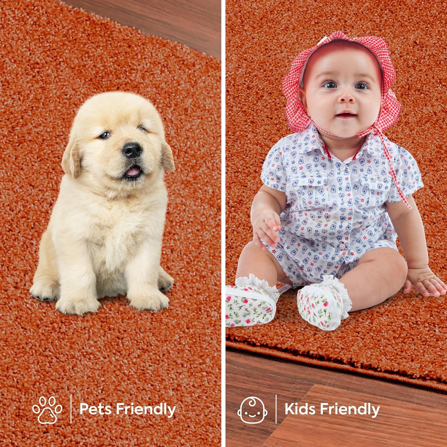 Ambiant Broadway Collection Pet Friendly Area Rugs - 2' x 8' Oval Indoor Stain Resistant Rug for Living Room, Bedroom, Dining Room | Orange Home Decor | Perfect for Entryway, Doorway, Kids & Pets | Wedding Gift Idea