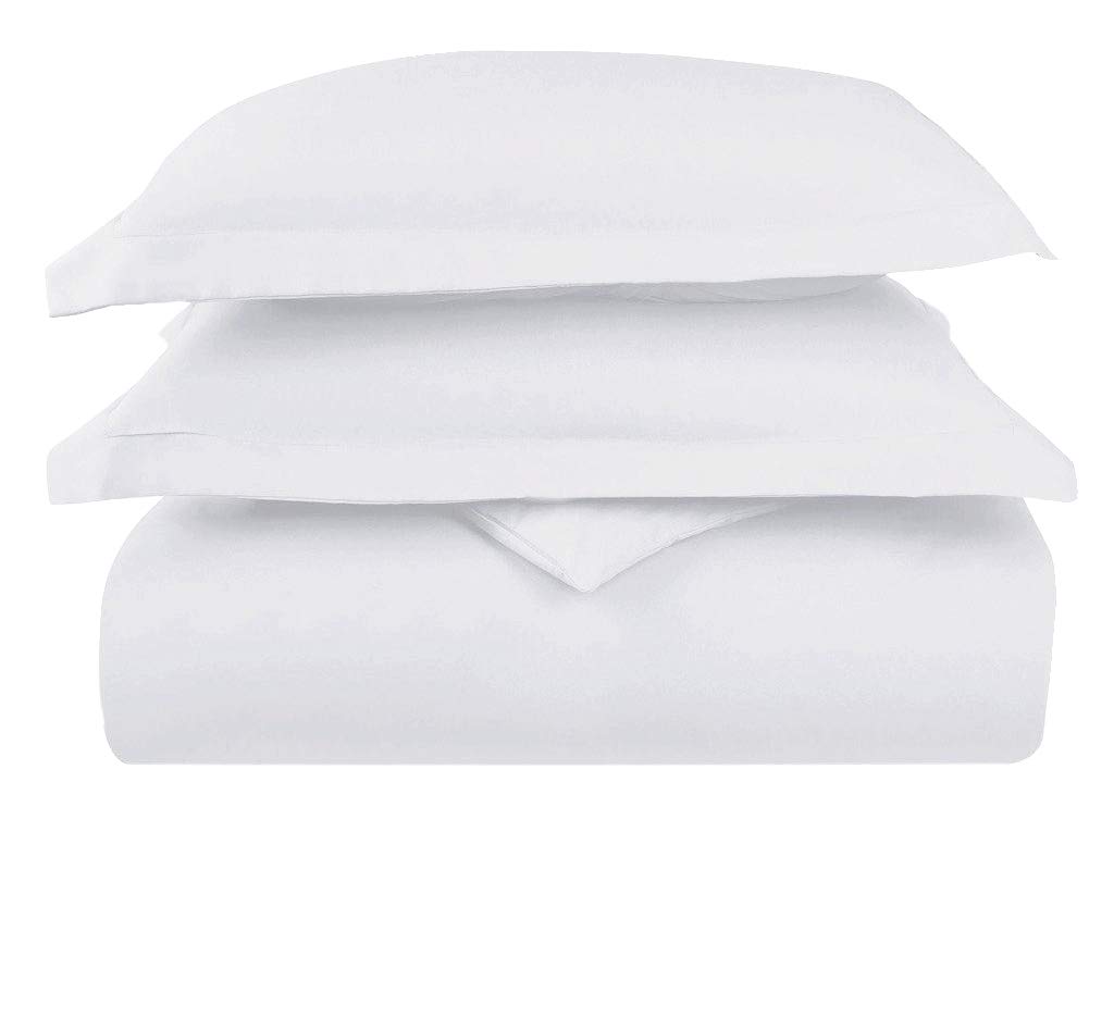 Luxury 1000 Thread Count 100% Long Staple Cotton Queen Duvet Cover Set - Soft Sateen Bedding with Button Closure (White) for Cozy Sleep & Hotel-Style Comfort