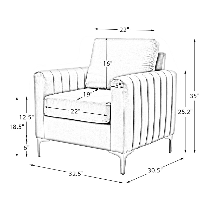 Luxury Didyme Velvet Club Armchair - Modern Accent Chair for Living Room, Bedroom & Office - Plush Upholstered Lounge Chair with Sturdy Wooden Legs - Perfect for Reading Nook, Home Theater & Cozy Spaces
