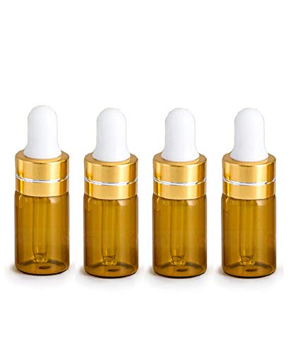 3ML 30Pcs Amber Glass Dropper Bottles - Essential Oil Containers with Glass Eye Dropper & Caps | Refillable Perfume Sample Vials, Cosmetic Lotion Bottles | Perfect for DIY, Aromatherapy, Travel & Gift Packaging