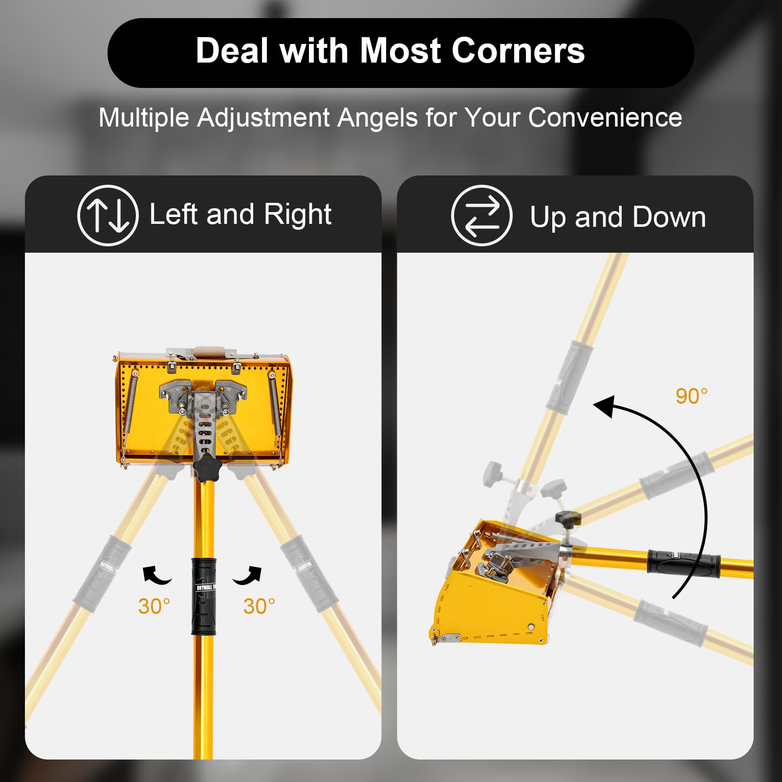 8.9 Inch Professional Drywall Finishing Box with Adjustable 40-63.8 Inch Handle - Drywall Mud Spreader Tool for Smooth Wallboard Repair & Renovation (US Stock) - Perfect for Home DIY Projects, Professional Construction, and Wall Surface Smoothing