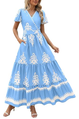 Floral Sky Blue White