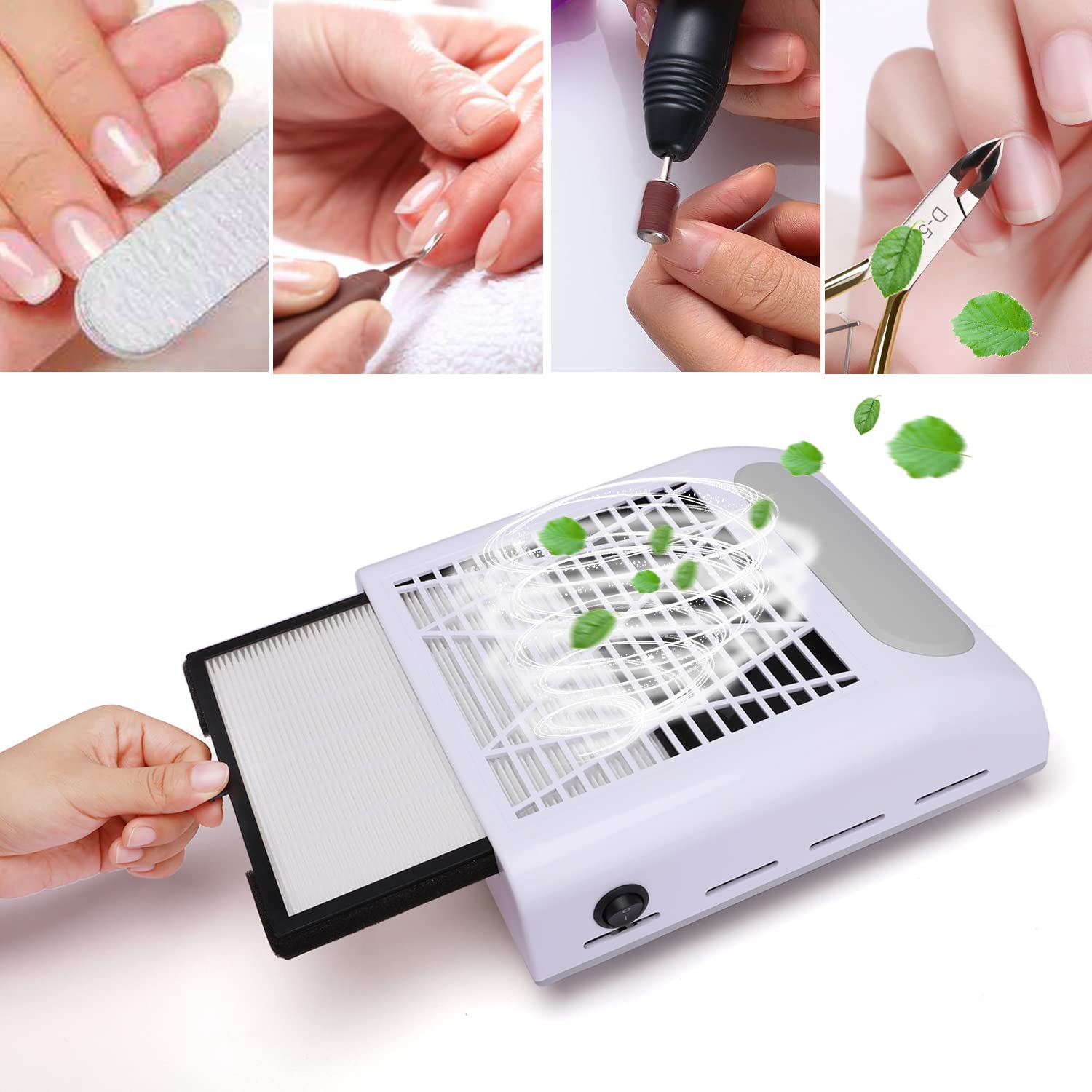 Oskade 80W Nail Dust Collector Vacuum Machine - Powerful Electric Nail Drill Dust Cleaner for Acrylic, Polygel & Dipping Powder Nails | Salon & Home Use | Perfect for Nail Art, Manicures & Pedicures