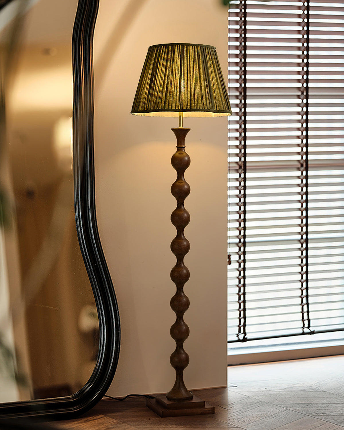 Elegant Beaded Column Floor Lamp - Modern Home Decor for Living Room, Bedroom & Office - Stylish Lighting for Relaxation & Ambiance