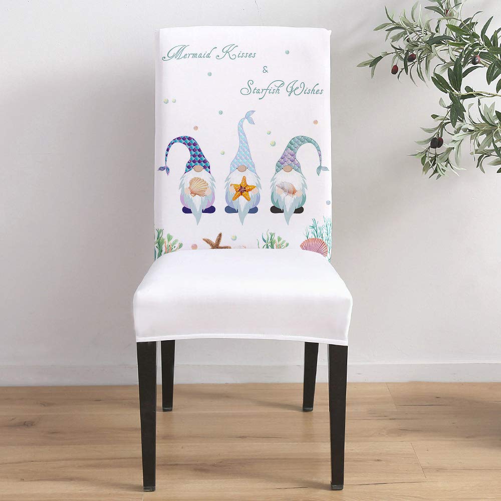 8-Piece Stretch Spandex Dining Chair Covers Set - Marine Ocean Coral Starfish Shell Design, Slip-Resistant Seat & Back Protectors for Kitchen, Party, Hotel, Ceremony - Perfect for Home Decor, Beach Weddings & Coastal-Themed Events
