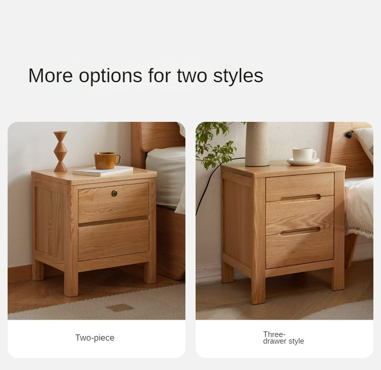 Solid Oak Wood Nightstand with Locking Drawer - Stylish and Durable Bedside Table for Bedroom, Living Room, or Guest Room