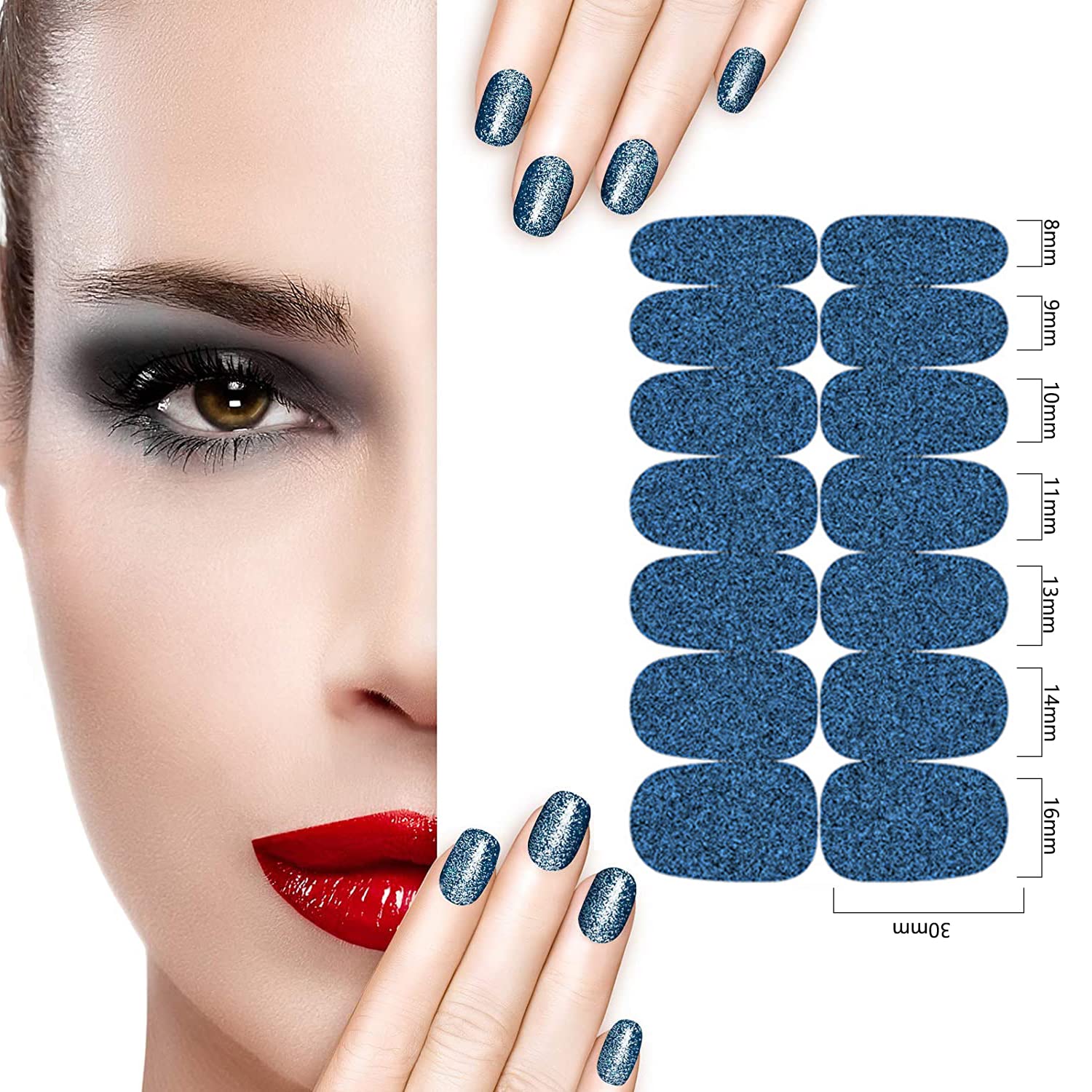 SILPECWEE 20 Sheets Glitter Nail Polish Strips - Self-Adhesive Nail Wraps with Nail File | DIY Nail Art Stickers for Women | Perfect for Parties, Weddings & Home Manicures