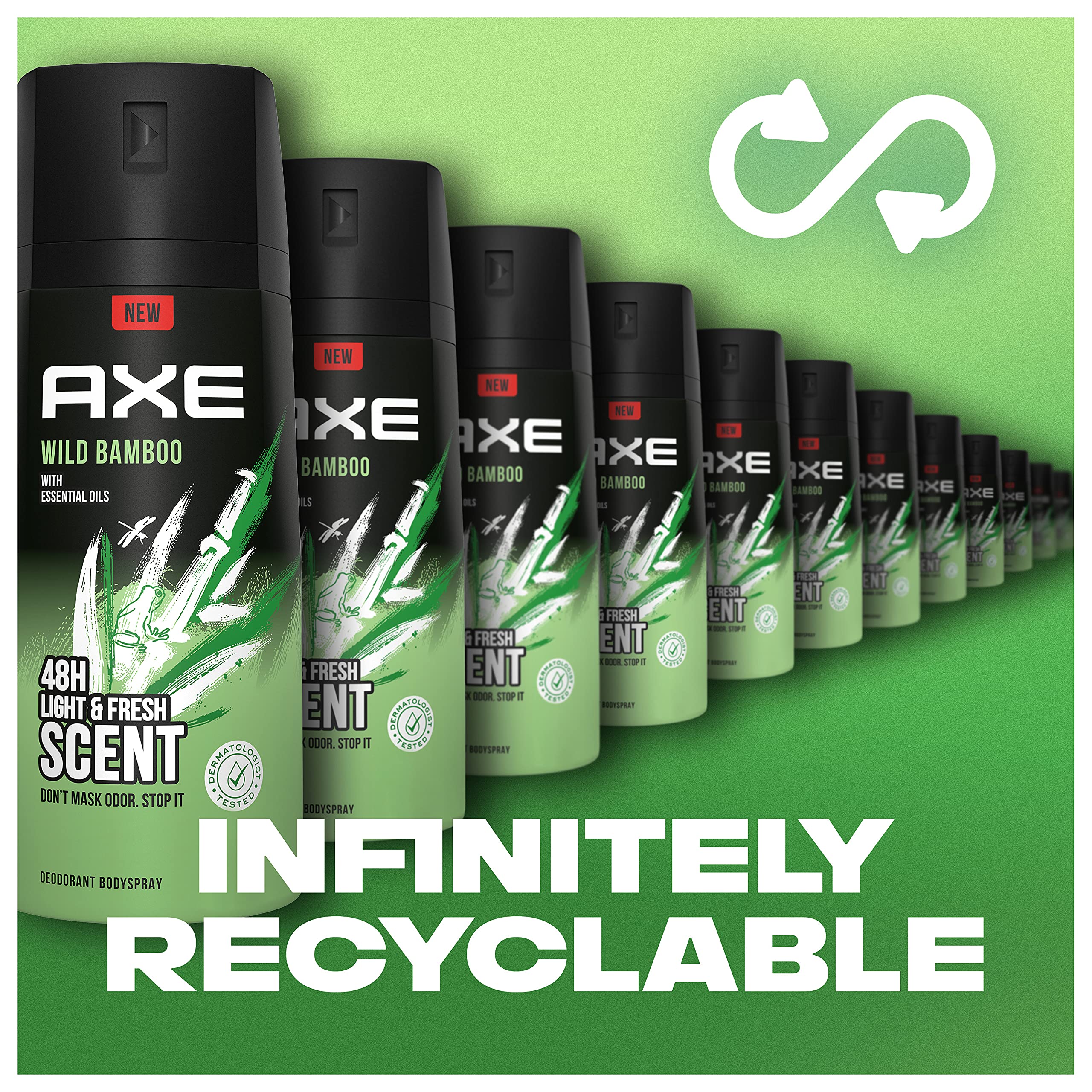 AXE Wild Bamboo Men's Body Spray Deodorant - 48 Hour Odor Protection, Aluminum Free with Essential Oils, 4.0 oz - Fresh Scent for Gym, Work & Daily Use